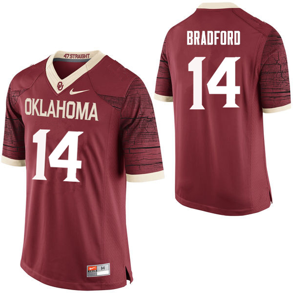 Oklahoma Sooners #14 Sam Bradford College Football Jerseys Limited-Crimson